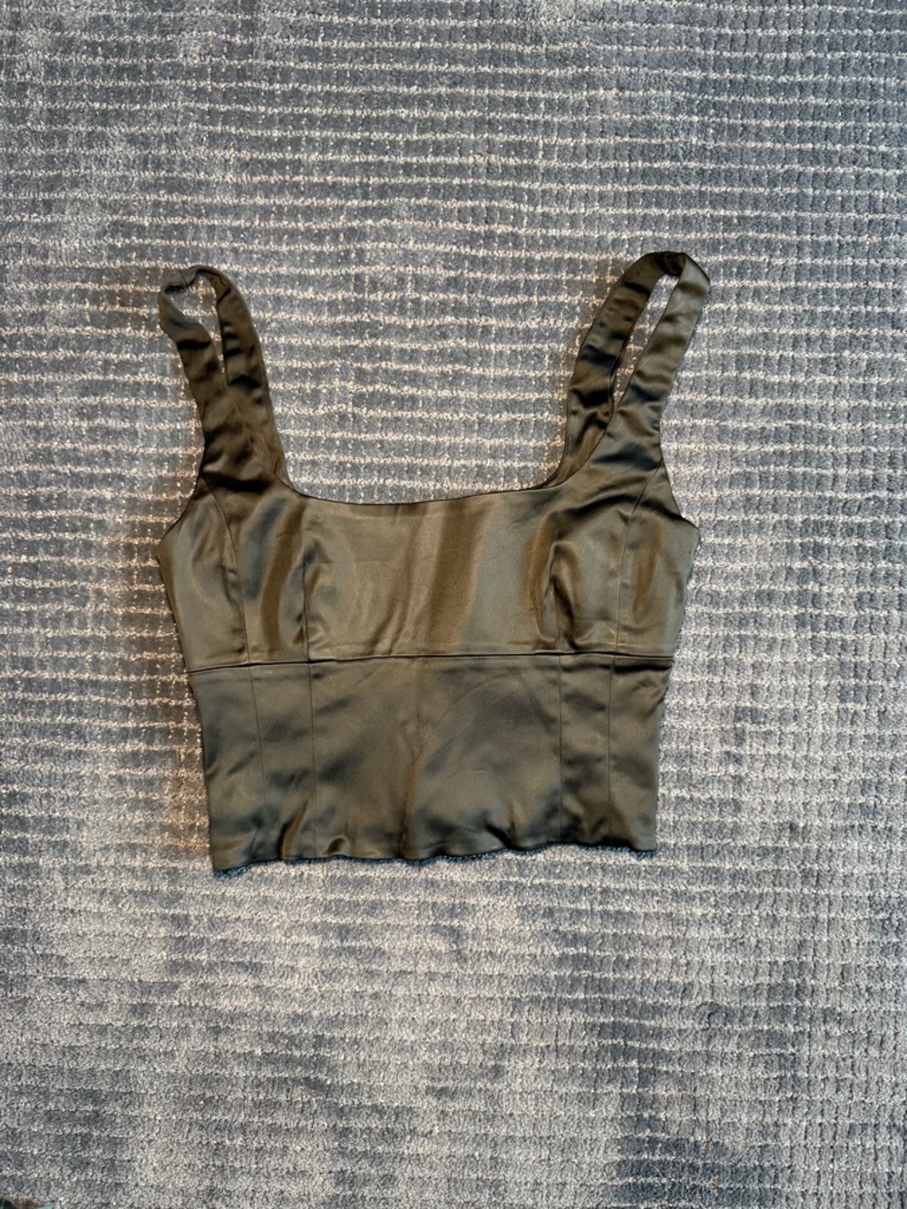 Wilfred Black Satin Square-Neck Crop Tank